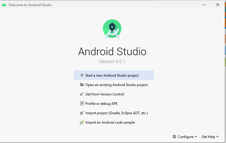 New project in Android